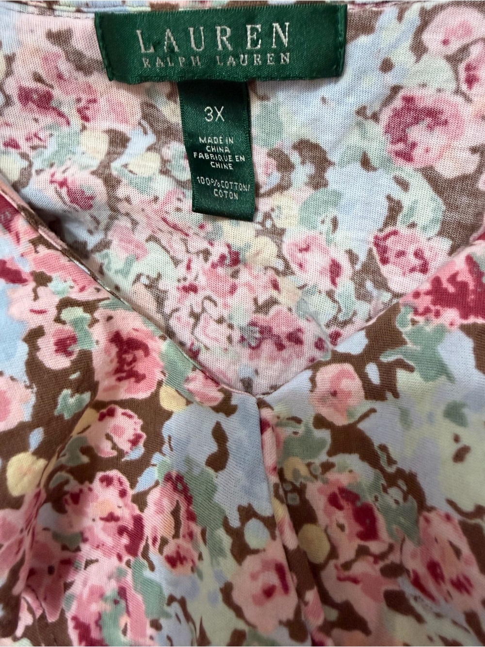 Ralph Lauren Floral Cotton Blouse in Pink, Blue & Brown Multi Colored Size 3X - Picture 3 of 5